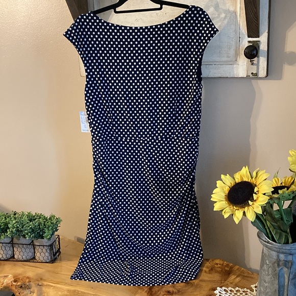 Navy and White Polka Dot Dress - Picture 3 of 5